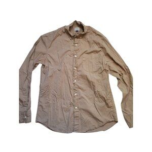 J. Crew Light Brown with Polka Dot Collared Long Sleeve Button Down Shirt Size M